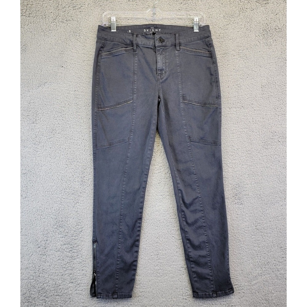 White‎ House Black Market Skinny Ankle Jeans Womens 6 Utility Grunge Beaded WHBM